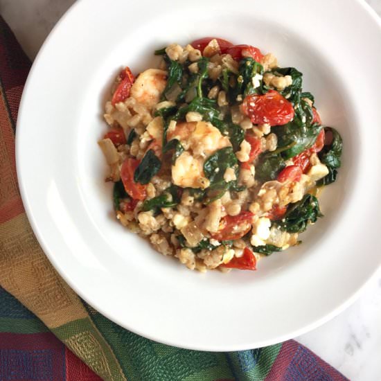Greek Shrimp & Farro - Recipe photo by thebrookcook.wordpress.com