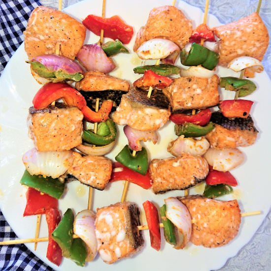 Baked salmon kebabs - Recipe photo by Sheeba@gohealthy