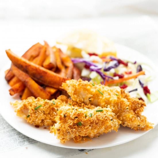 Almond Coconut Crusted Fish Sticks - Recipe photo by Hauteandhealthy
