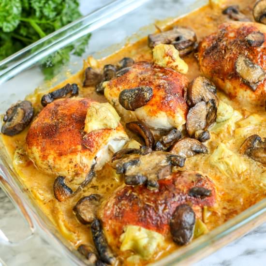 LOW CARB CREAMY MUSHROOM ARTI - Recipe photo by Stylish Cravings