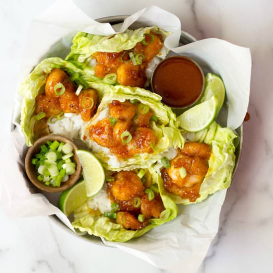 Firecracker Shrimp Lettuce Cups - Recipe photo by the_gourmet_RD