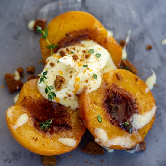 Roasted Peaches Ginger & Mascarpone - Recipe photo by AnotherFoodBlogger