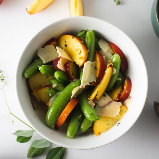 Peach and Snap Pea Salad - Recipe photo by twistsandzests