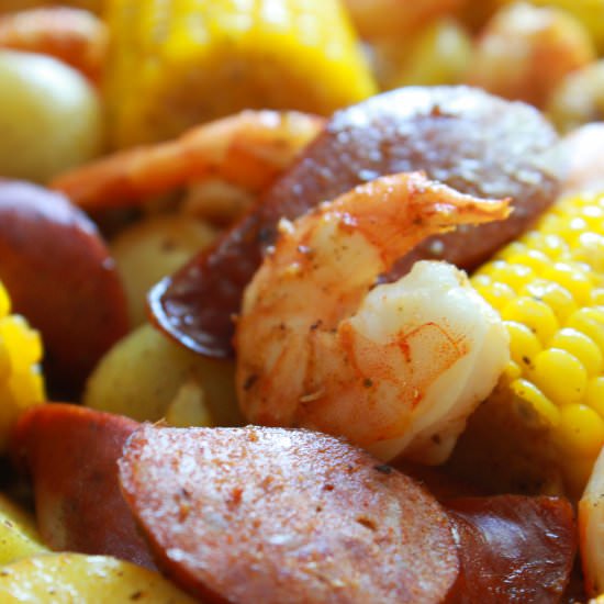 Sheet Pan Cajun Shrimp Boil - Recipe photo by practicallyhomemade