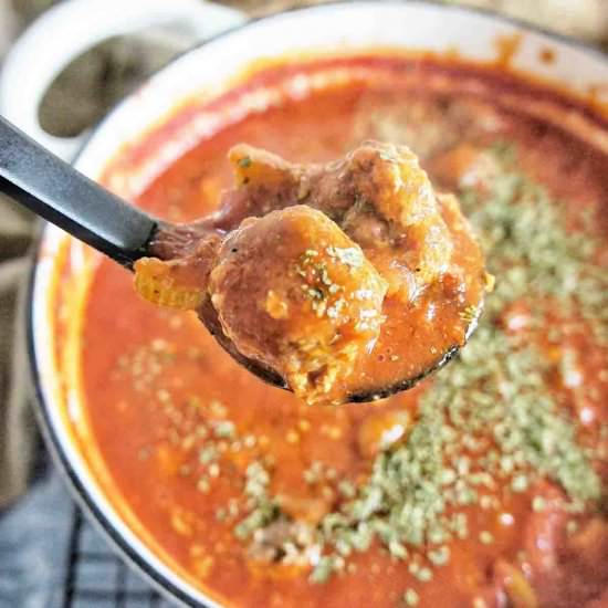 Meatball Tomato Soup - Recipe photo by SweetCaramelSunday