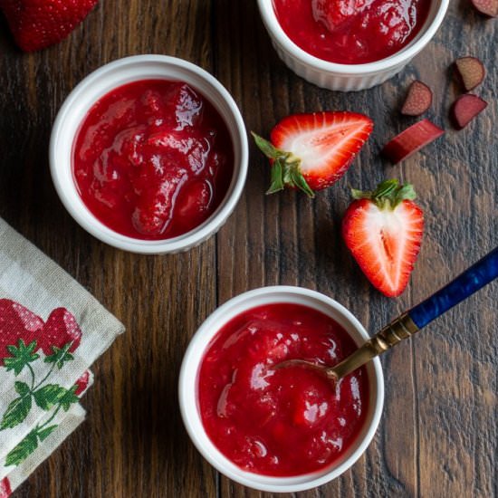 Strawberry Rhubarb Refrigerator Jam - Recipe photo by Healthy World Cuisine