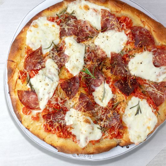 Smashed Tomato & Sopressata Pizza - Recipe photo by offscriptrecipes