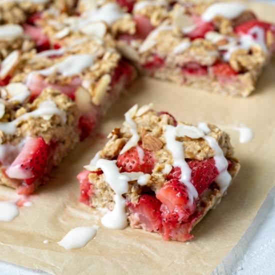 Vegan Strawberry Banana Oat Bars - Recipe photo by my quiet kitchen
