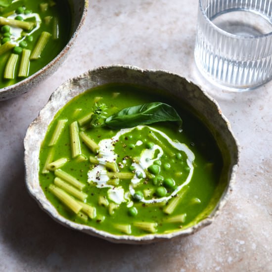 Pesto Pasta Soup - Recipe photo by georgeats