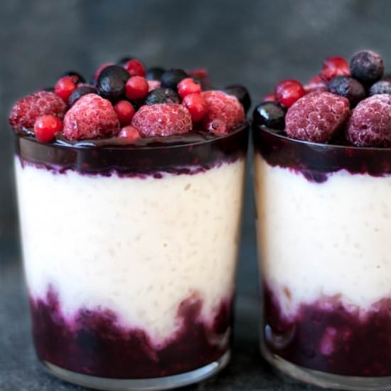 Rice Pudding With Mixed Berry Sauce - Recipe photo by Gluten Free Stories