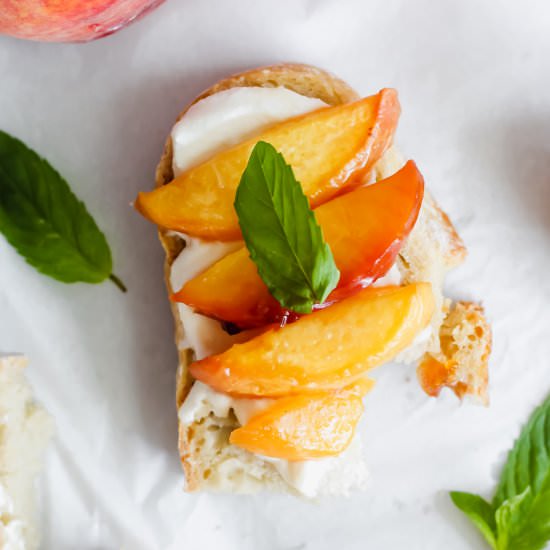 Ricotta Toast with Peaches - Recipe photo by ourbalancedbowl