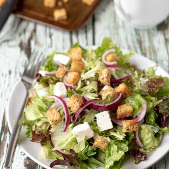 Feta and Crouton Salad - Recipe photo by neilshealthymeals