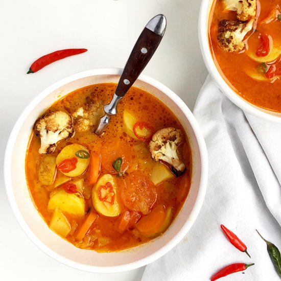 Mild New Potato Curry Soup - Recipe photo by Allkitchencolours
