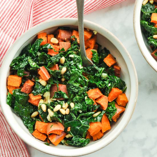 Kale & Sweet Potato Salad - Recipe photo by Veggiecurean