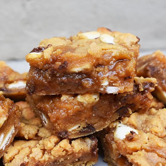 Caramel Peanut Butter Slice - Recipe photo by lightscamerabake