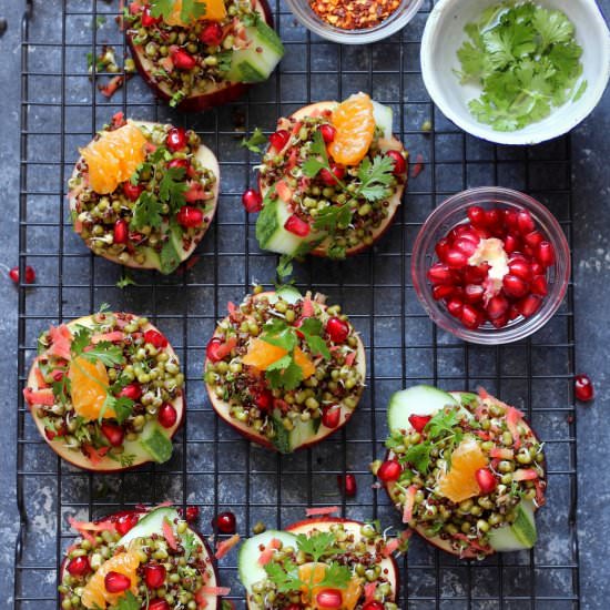 sprouted mung bean salad canapes - Recipe photo by easyfoodsmith