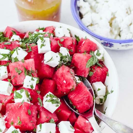 Watermelon Salad with Feta & Mint - Recipe photo by kickassbaker