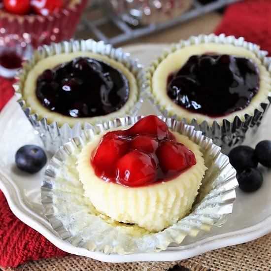 Red White & Blue Mini Cheesecakes - Recipe photo by thekitchenismyplayground