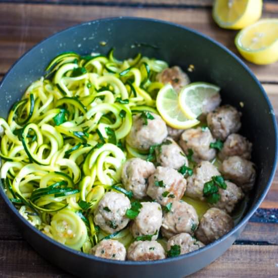 turkey meatballs with lemon zoodles - Recipe photo by Sweet Beginnings