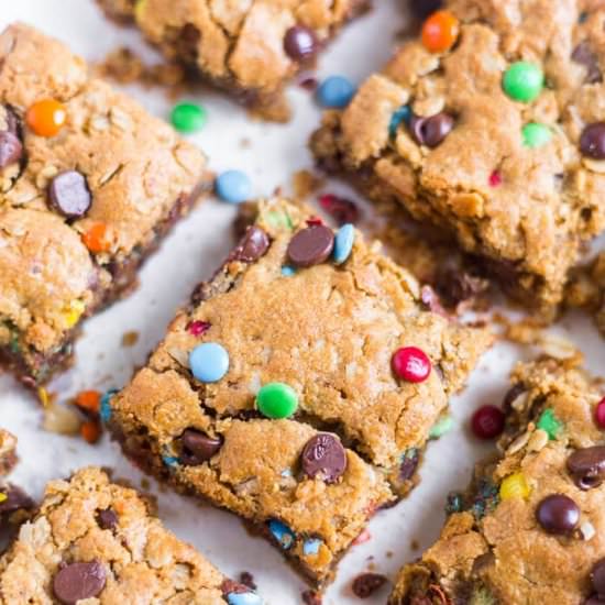 FLOURLESS MONSTER COOKIE BARS - Recipe photo by sweetbasil