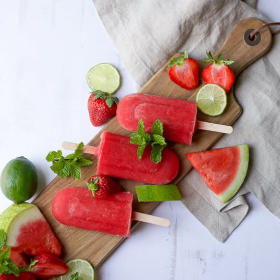 Summer Strawberry Popsicles - Recipe photo by thedomesticdietitian