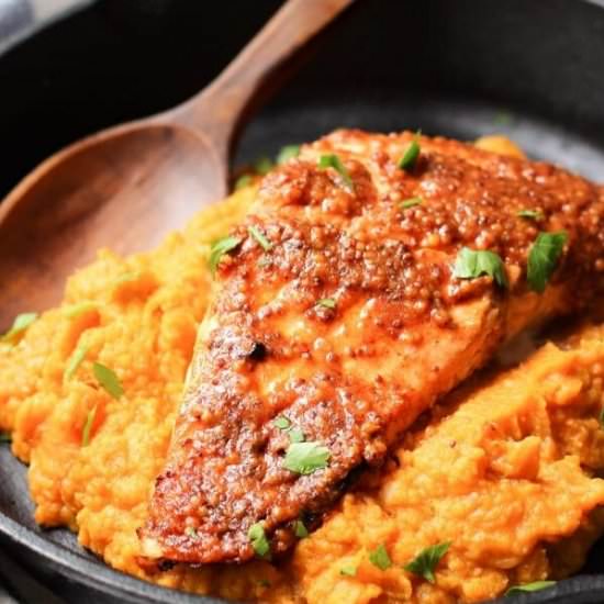 Maple Mustard Glazed Salmon - Recipe photo by Wicked Spatula
