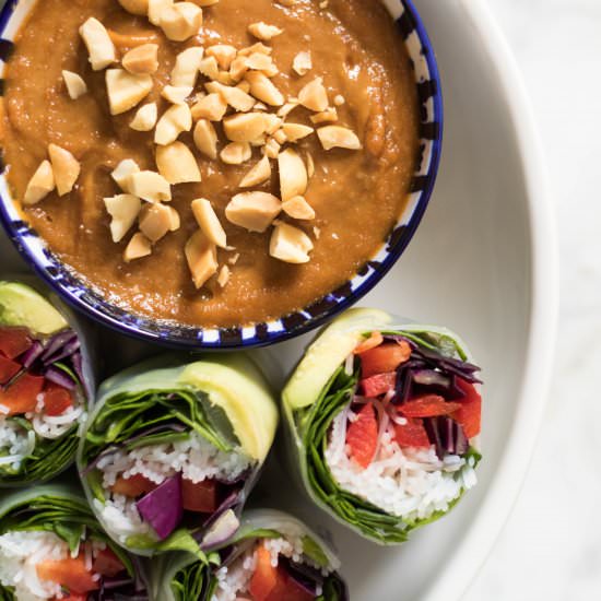 veggie spring rolls & peanut sauce - Recipe photo by lifestyleofafoodie
