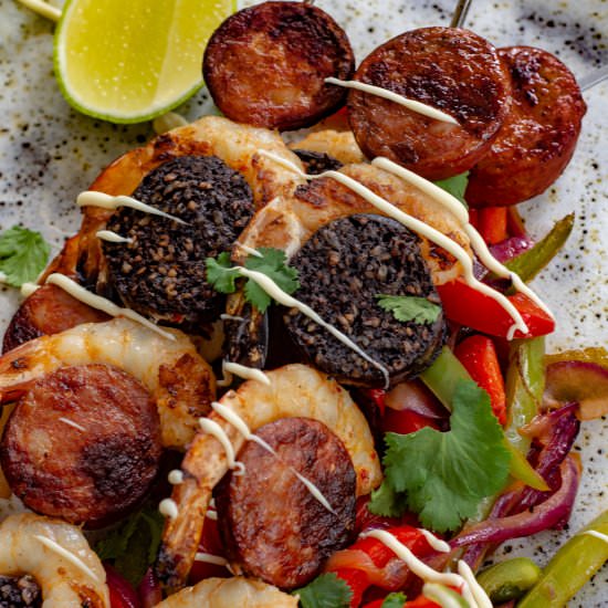 Chorizo Prawn Skewers - Recipe photo by AnotherFoodBlogger