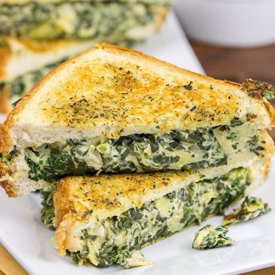 Spinach Artichoke Grilled Cheese - Recipe photo by spicedblog