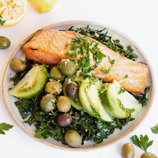 Olivey Broiled Salmon Salad - Recipe photo by thetruespoon