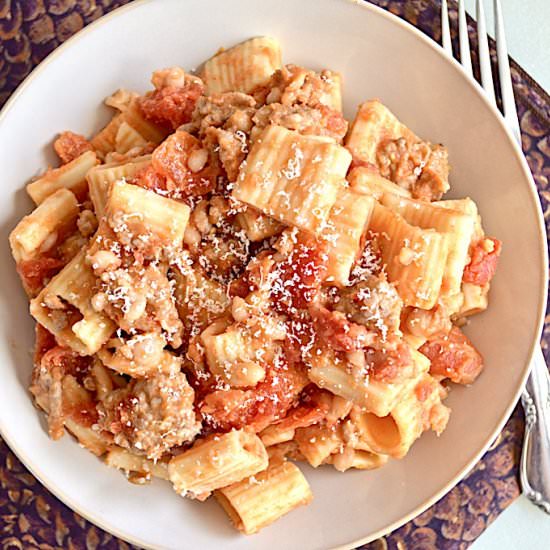Pork and Beans Pasta - Recipe photo by jeanieandluluskitchen
