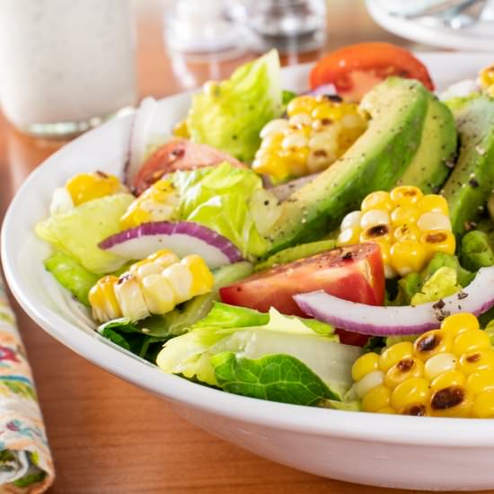 Summer Salad with Grilled Corn, Avo - Recipe photo by For the Love of Cooking