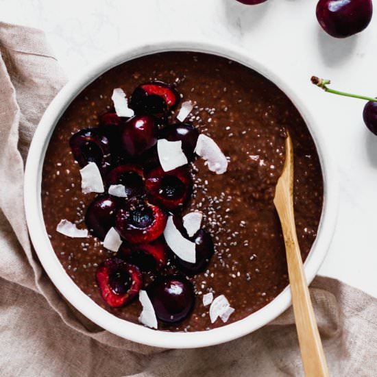 Sweet Cherry Chocolate Chia Pudding - Recipe photo by emilieeats