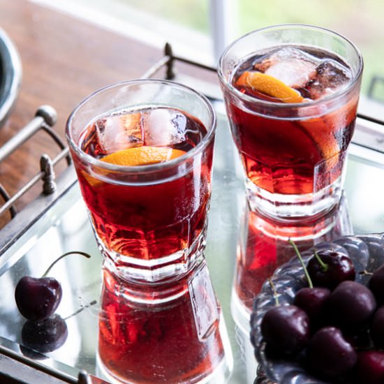 Tart Cherry Negroni - Recipe photo by sidewalkshoes