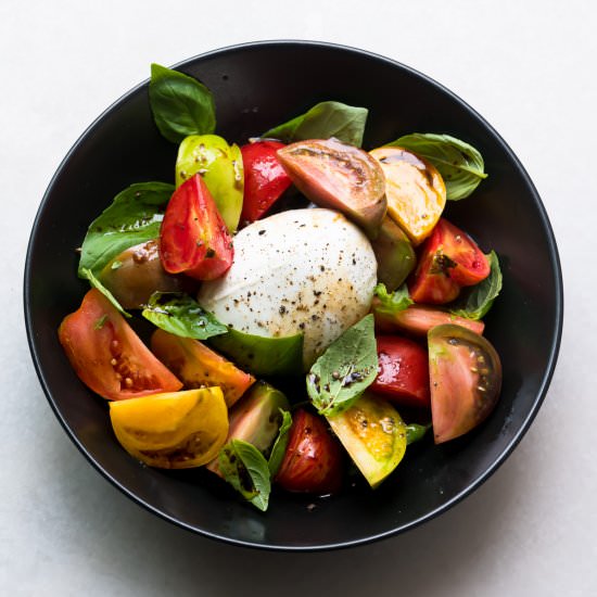 Burrata Caprese Salad - Recipe photo by theviewfromgreatisland