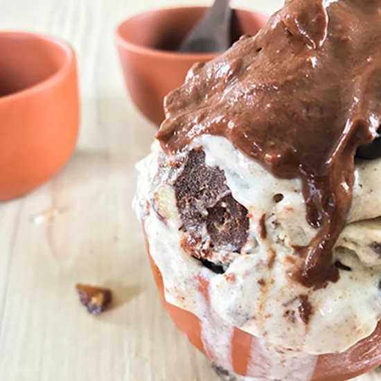 Hazel-Coconut Brownie Ice Cream - Recipe photo by The Tiny Vegan Life