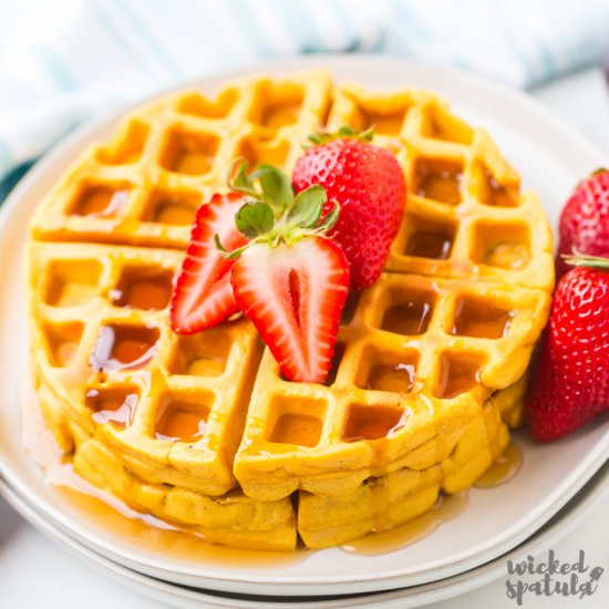 Sweet Potato Waffles - Recipe photo by Wicked Spatula