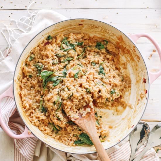 White Cheddar + Kale Risotto - Recipe photo by thecollegehousewife