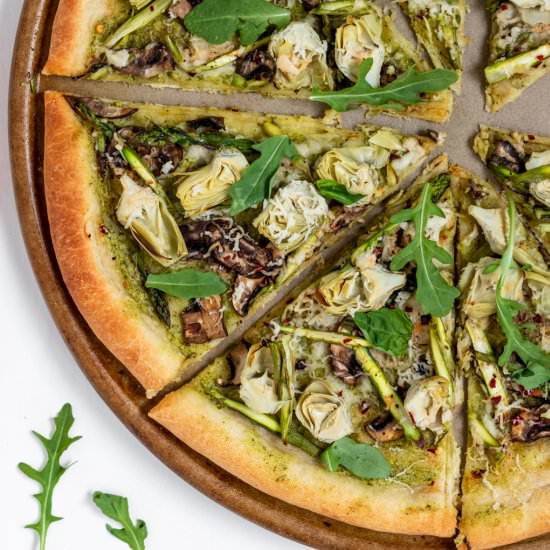 Vegan Artichoke Pesto Pizza - Recipe photo by ShortGirlTallOrder
