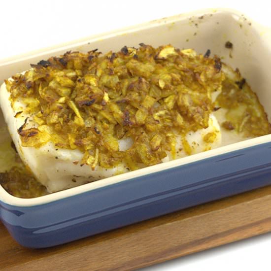 Baked Cod & Onion Curry and Ginger - Recipe photo by agourmetfoodblog