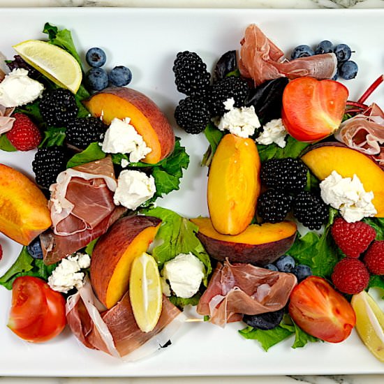 Peach Prosciutto Salad - Recipe photo by SipsNibblesBites