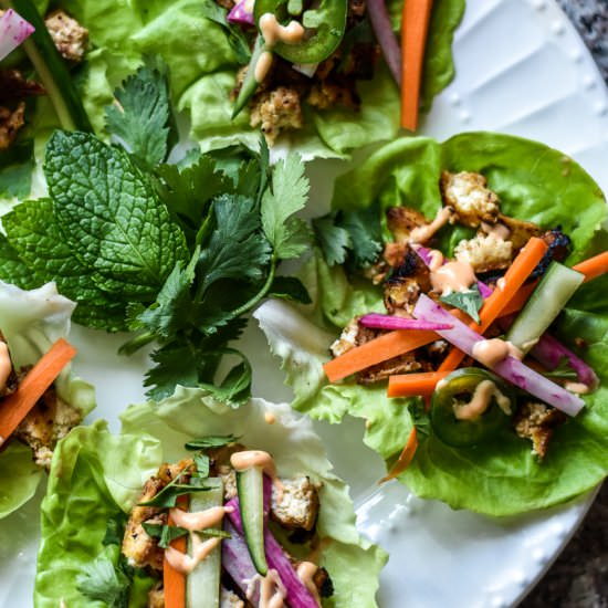 Tofu Bahn Mi Lettuce Wraps - Recipe photo by leanneray
