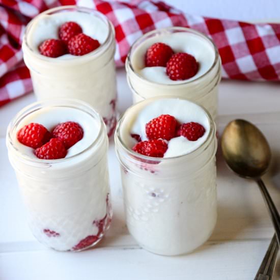 Coconut Mousse with Raspberries - Recipe photo by the food blog