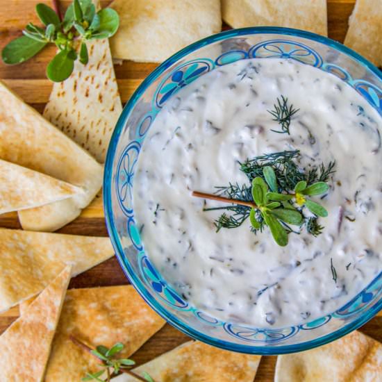 Healthy Purslane Dip - Recipe photo by HIldaskitchenblog
