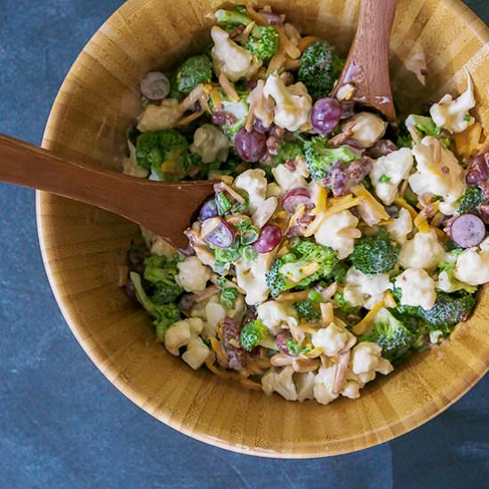 Cauliflower, Broccoli & Bacon Salad - Recipe photo by Candy Jar Chronicles
