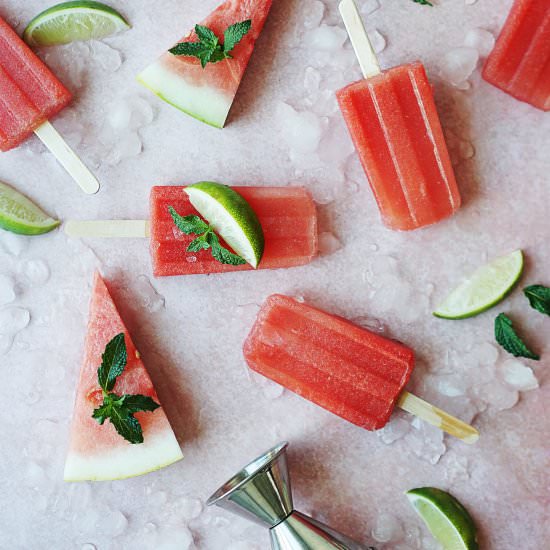 Boozy Watermelon Popsicles - Recipe photo by Muy Delish