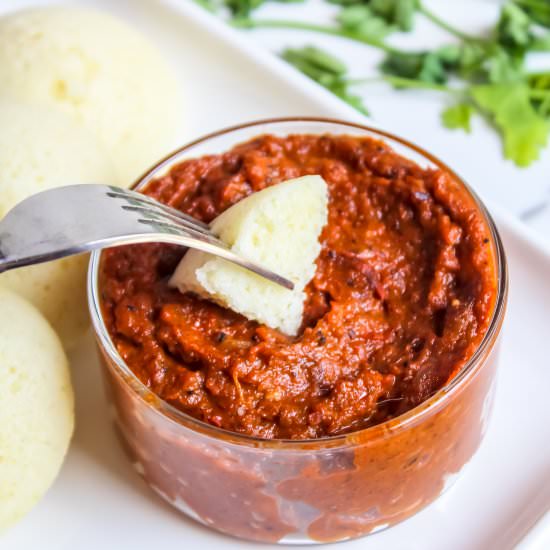 Onion Tomato Peanut Chutney - Recipe photo by thetwincookingproject