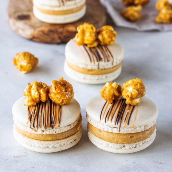 Caramel Popcorn Macarons - Recipe photo by piesandtacos