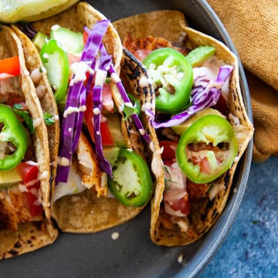 Healthy Tilapia Fish Tacos - Recipe photo by theseasonaljunkie