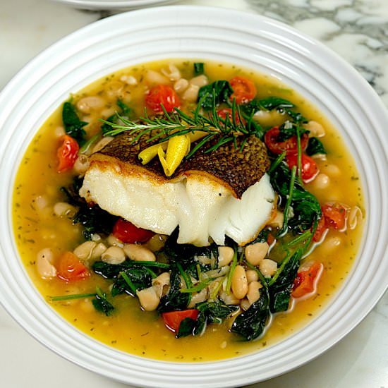 Sea Bass Cannelloni Beans - Recipe photo by SipsNibblesBites